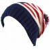 American Flag Thick Knit Beanie with Pom Pom Winter Hat Adult Kids Junior  eb-26452327